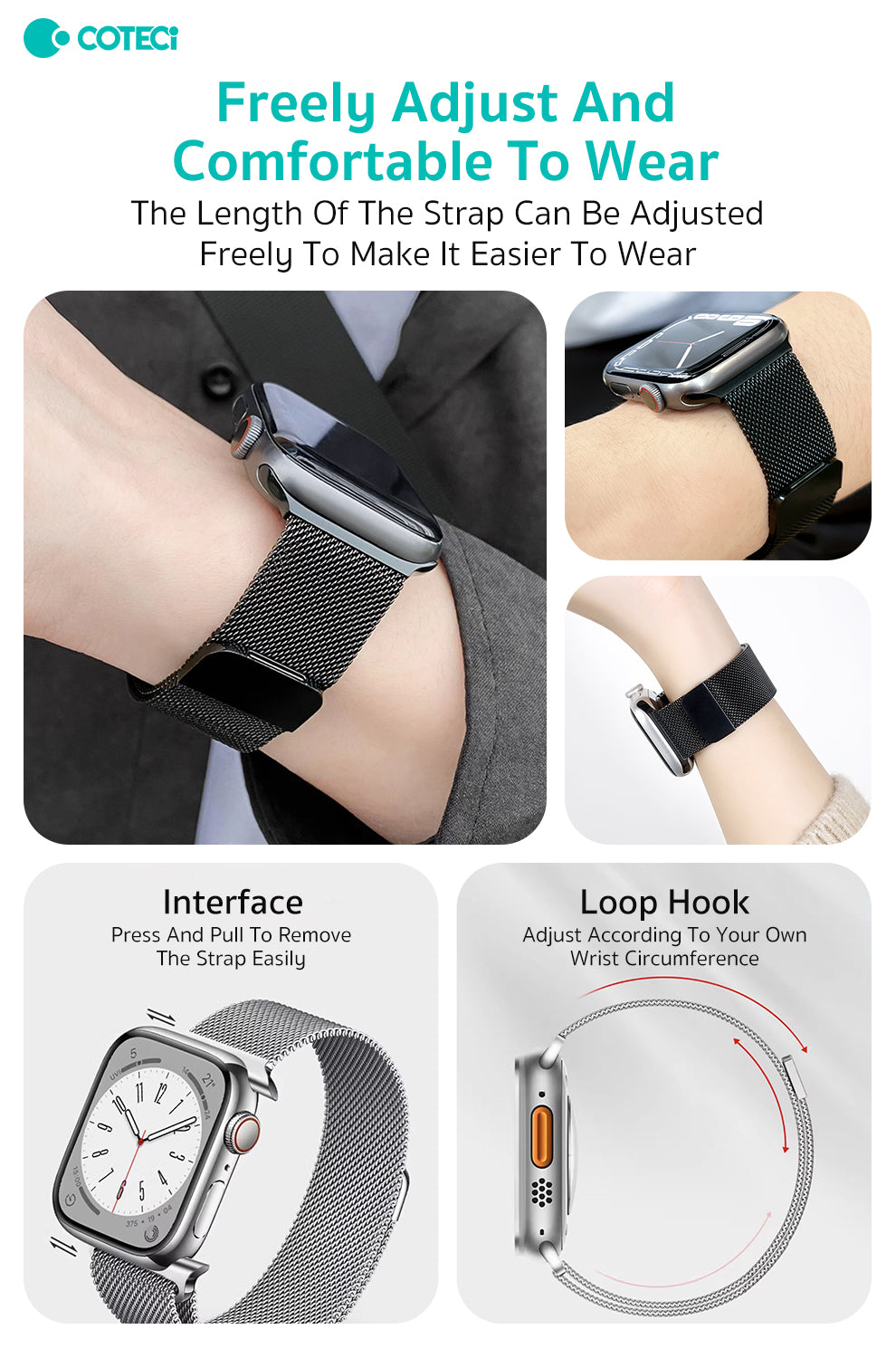 Apple Watch W6 Stainless Steel Braided Magnetic Watch Strap