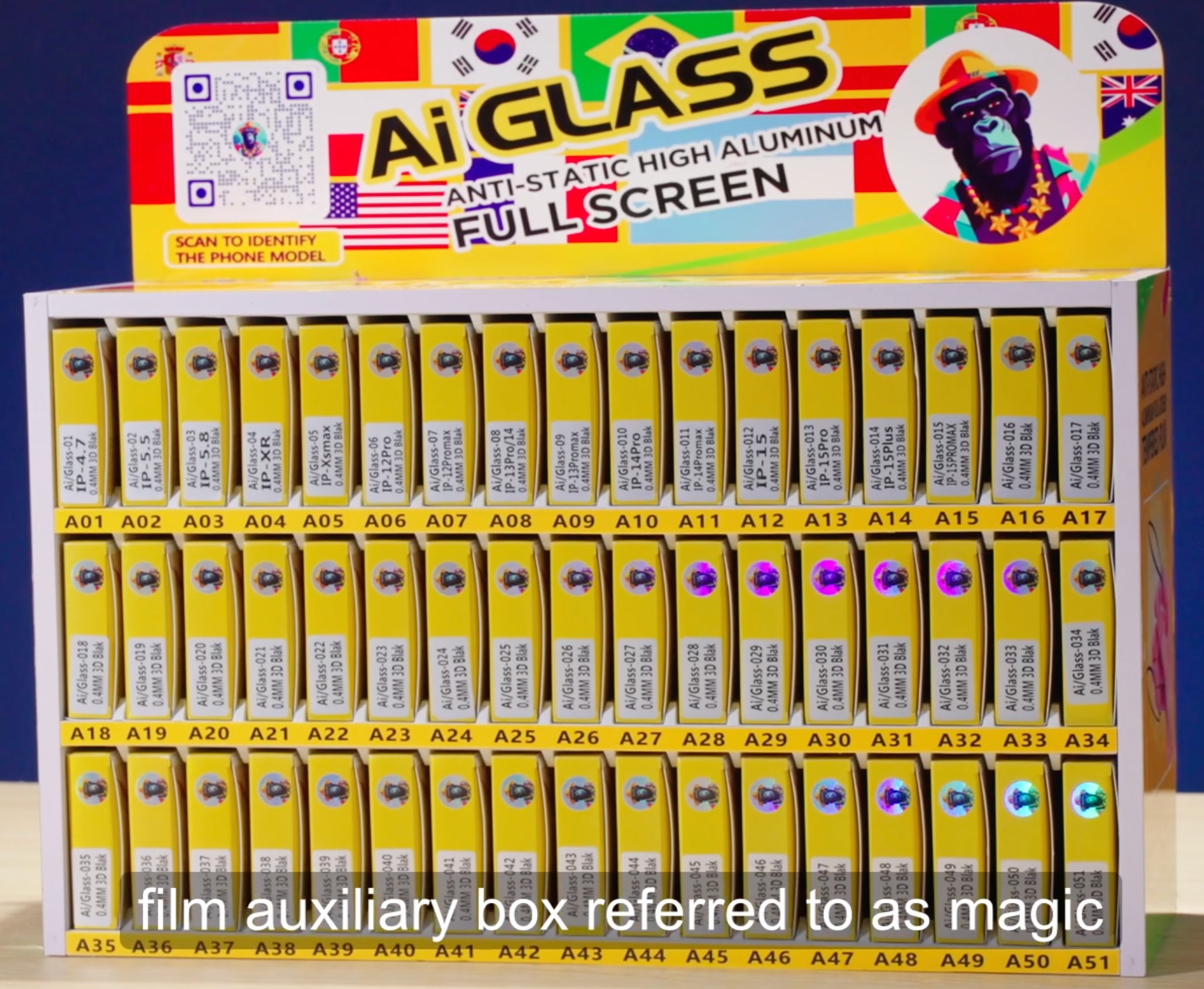 AI GLASS Magic Box - Complete Display Set with 580 ESD Clear Protectors