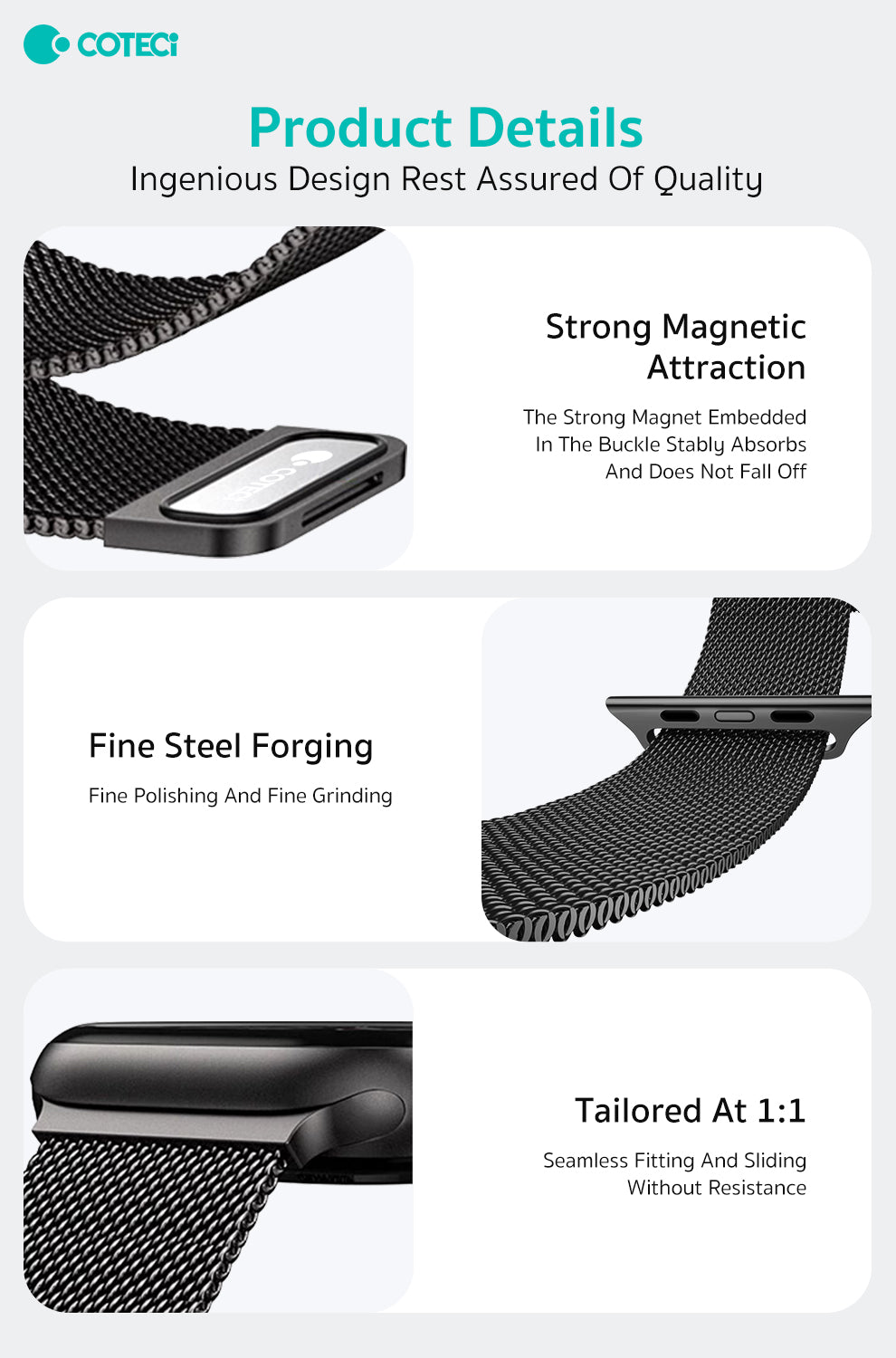 W6 Stainless Steel Braided Magnetic Watch Strap