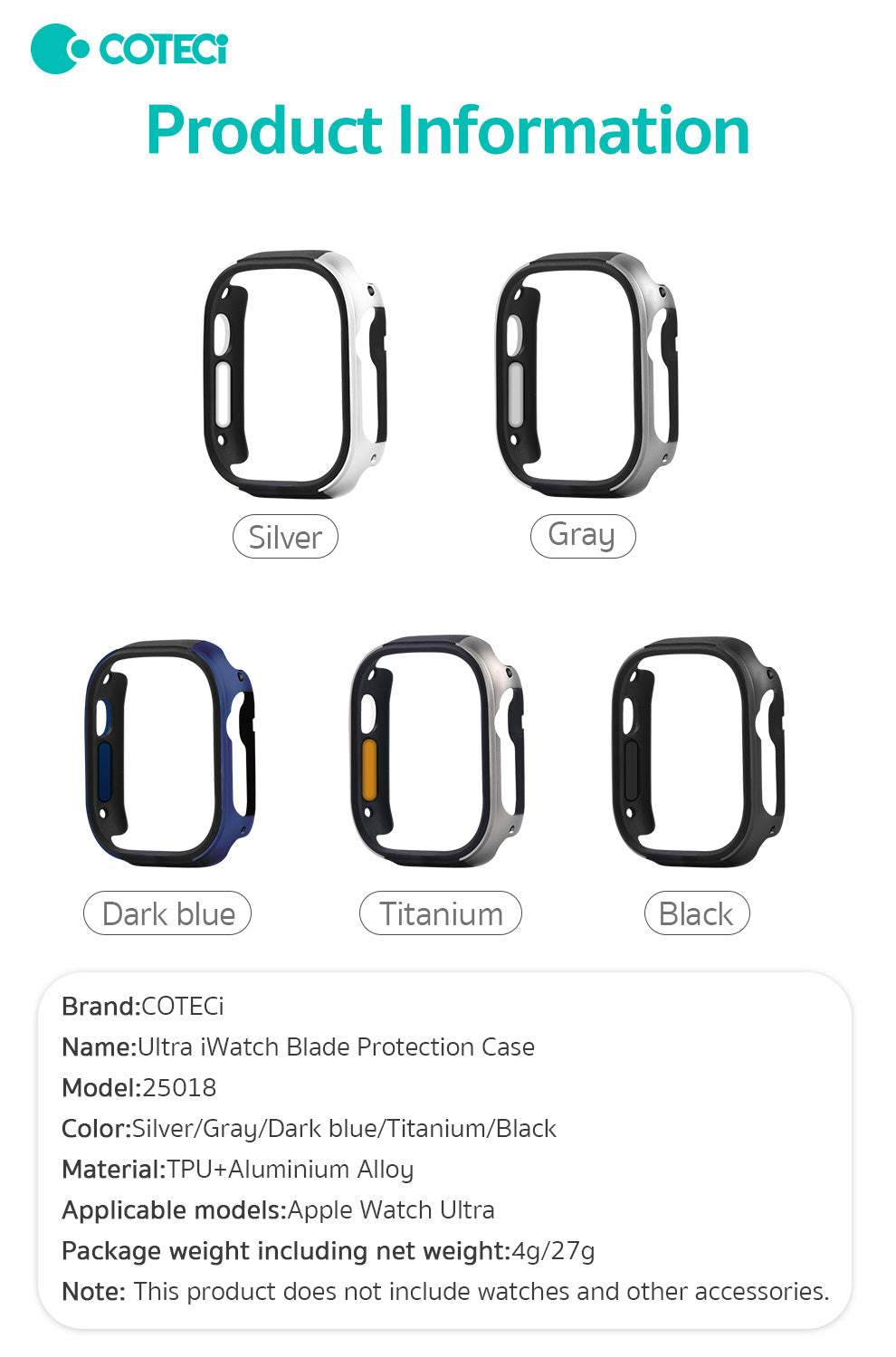 Apple iWatch Ultra1/2 49mm Case-Black and Titanium