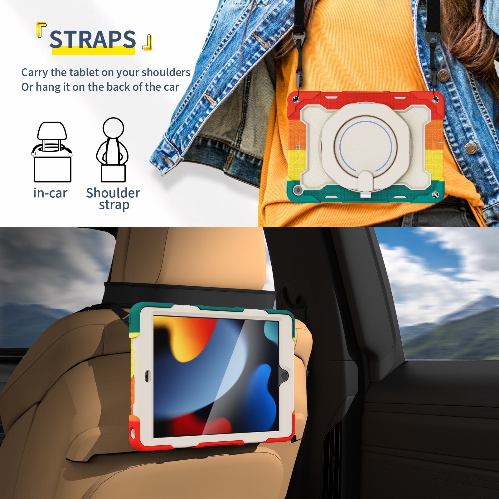 iPad Case With strap-Large Ring Bracket