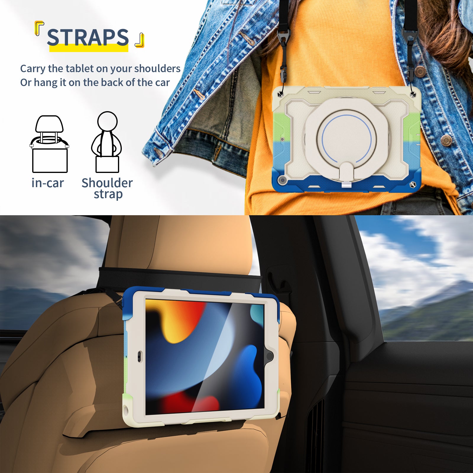 iPad Case With strap-Large Ring Bracket