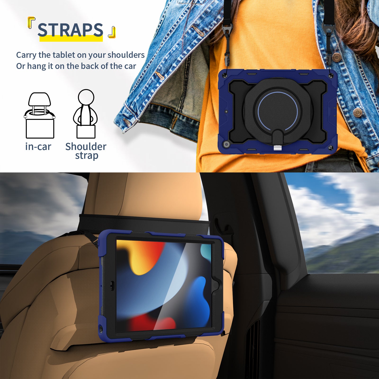 iPad Case With strap-Large Ring Bracket