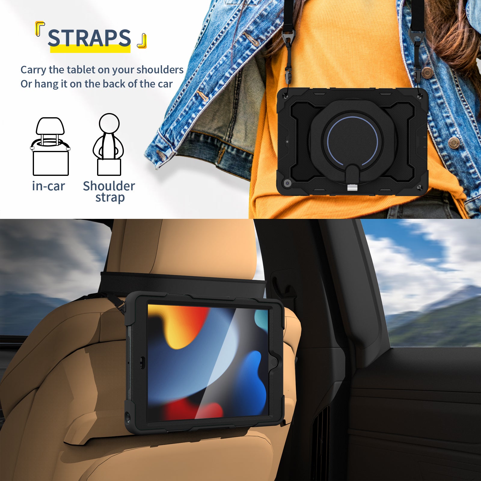 iPad Case With strap-Large Ring Bracket